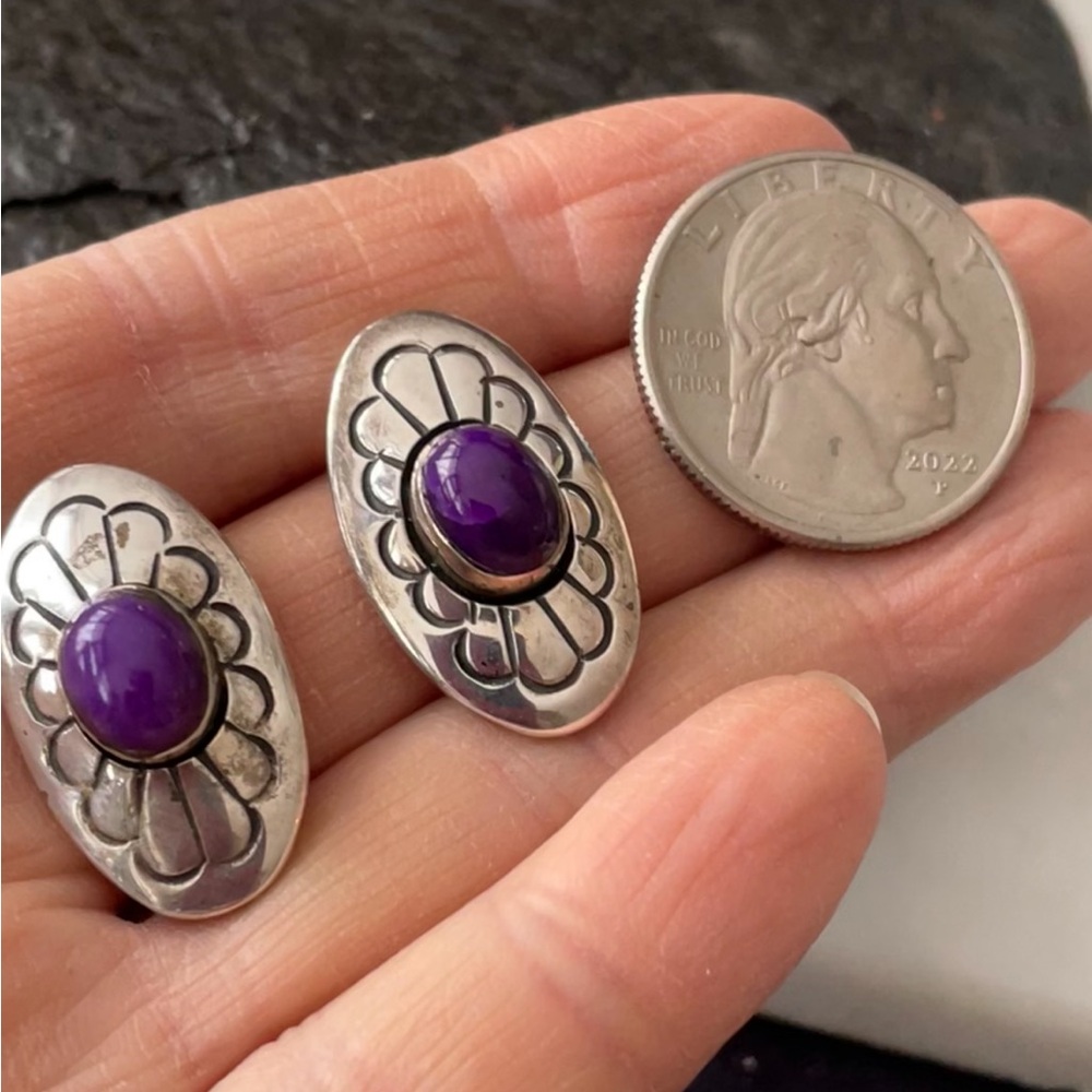 Sold Vintage Christin Wolf Sugilite Earrings. - Picture 6 of 7